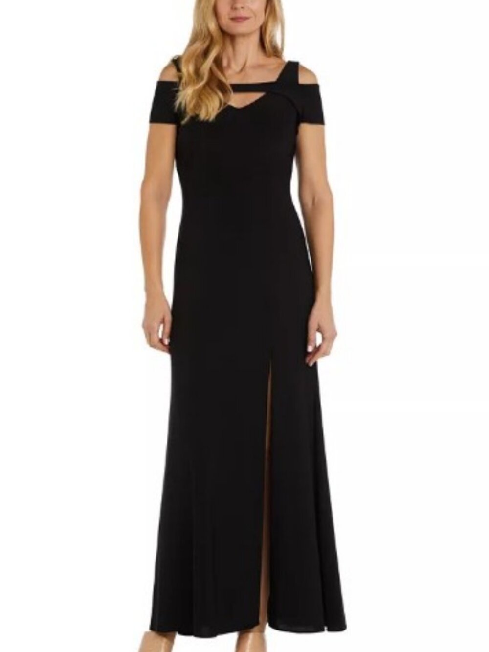 Cold Shoulder Keyhole Neckline A-Line Gown